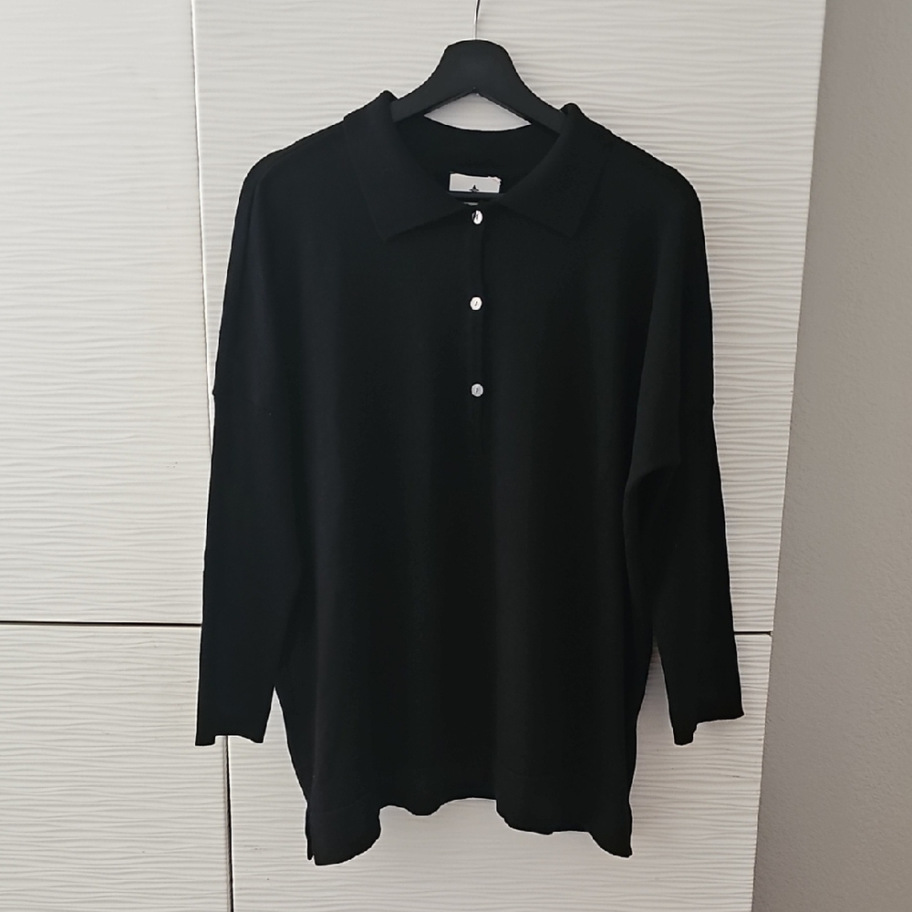 Tuckernuck Black Long Sleeve Sweater Polo Shirt